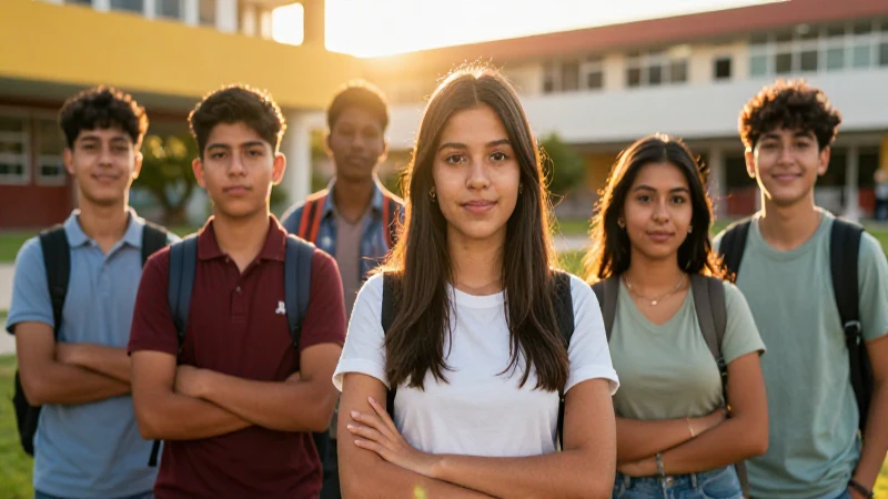 Estudiantes ambiciosos mexicanos con oportunidades y luz dorada