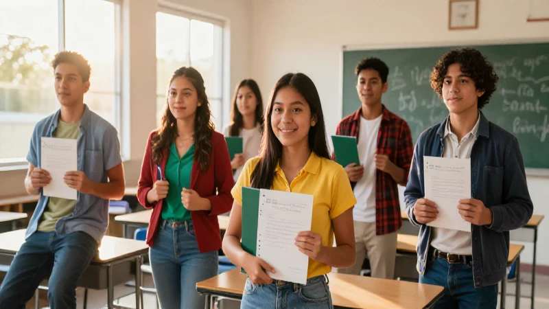 Estudiantes mexicanos celebrando logros con luz cálida