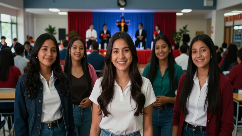 Estudiantes mexicanos sonriendo en un campus moderno