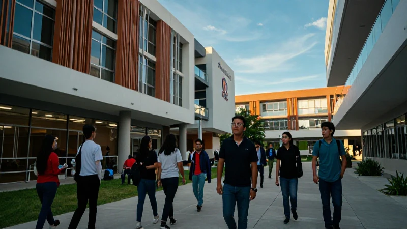 Estudiantes mexicanos en moderno campus vibrante