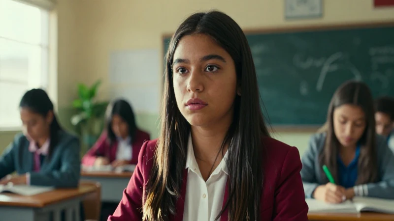 Estudiante mexicano exitoso en un aula moderna