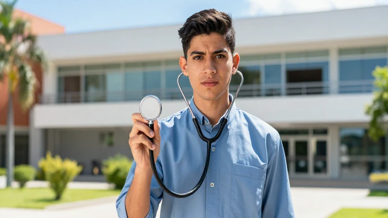 Estudiante mexicano soñador con estetoscopio