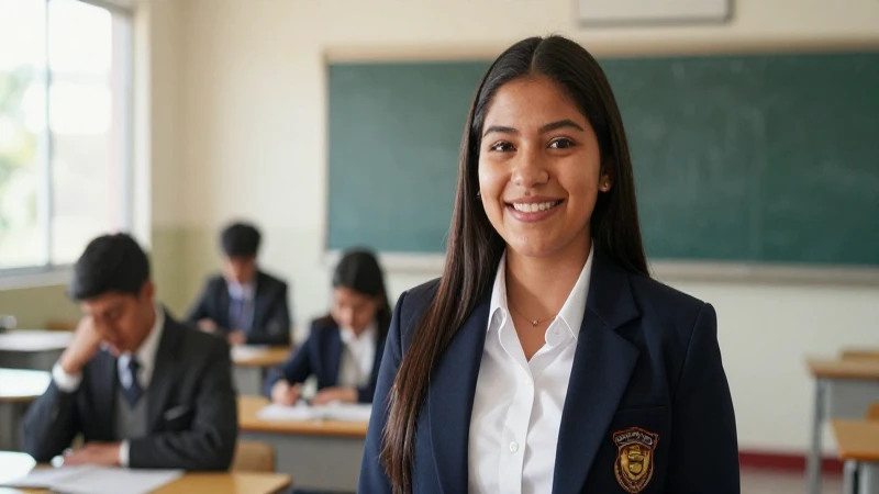 Estudiante mexicano optimista en aula brillante