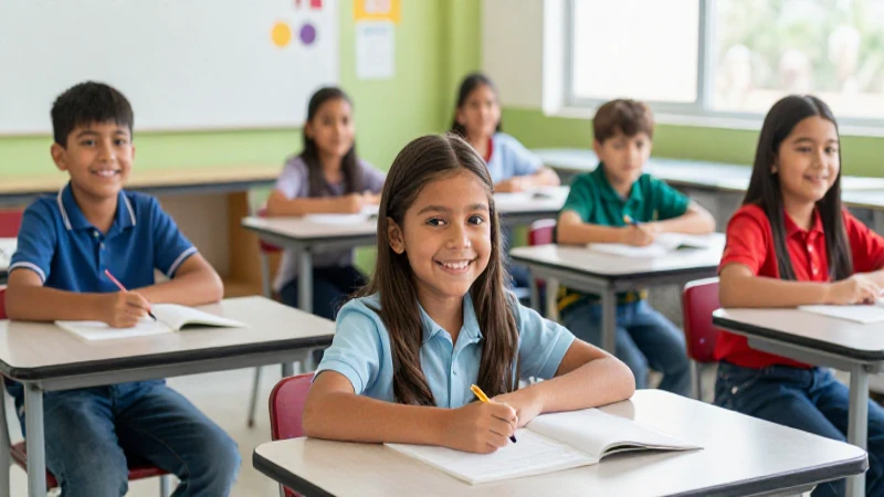 Alumnos mexicanos sonríen en un aula moderna y luminosa