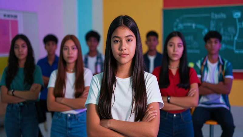 Estudiantes mexicanos brillantes en escuela moderna