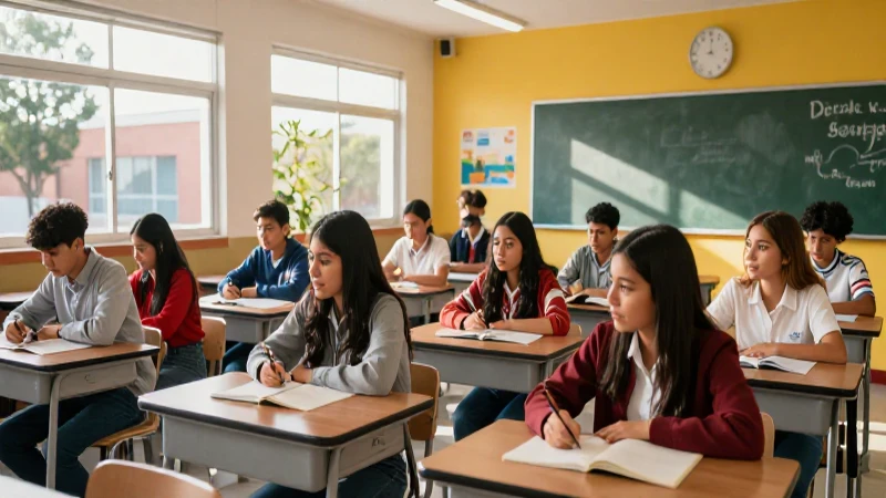 Estudiantes mexicanos logrando éxitos académicos en una clase moderna