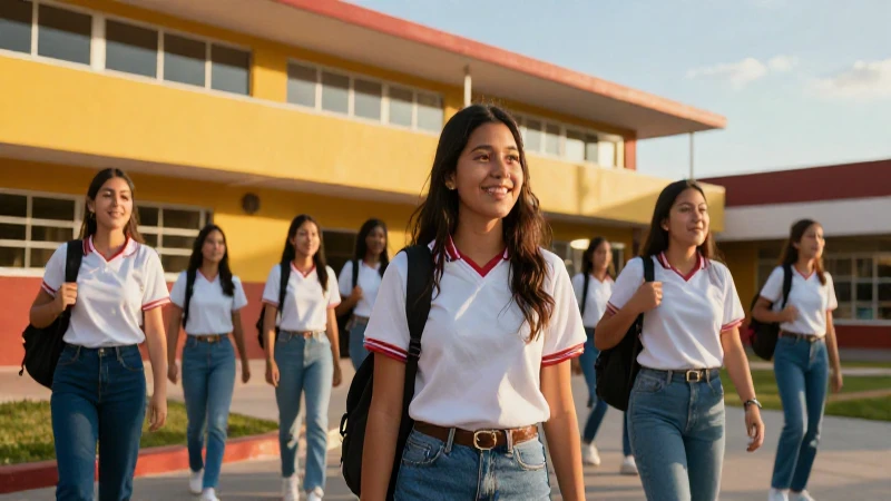 Estudiante mexicana sonriente en luz dorada