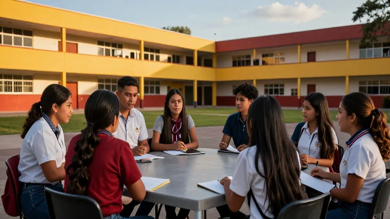 Estudiantes mexicanos colaboran en campus vibrante y moderno