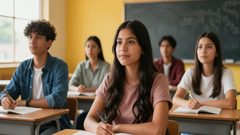 Retrato dinámico de estudiante mexicano en aula