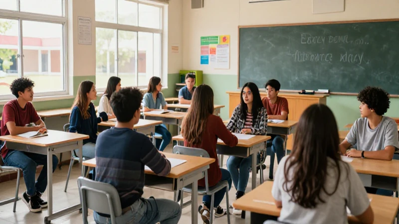 Diseño de aula moderna para alumnos de secundaria