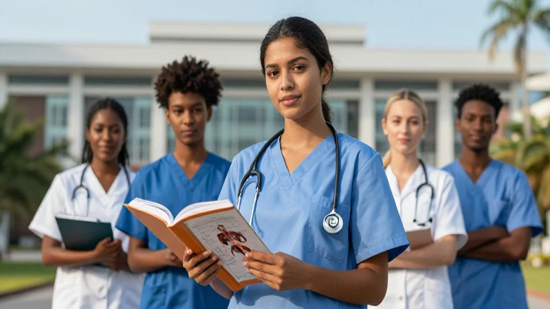 Joven estudiante de medicina profesional y atractiva
