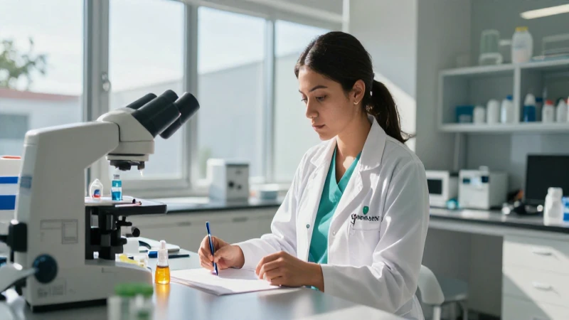Estudiante de medicina enfocado en laboratorio