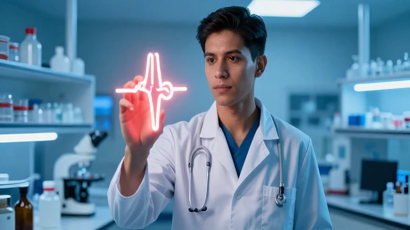 Joven mexicano científico con símbolo cardiaco