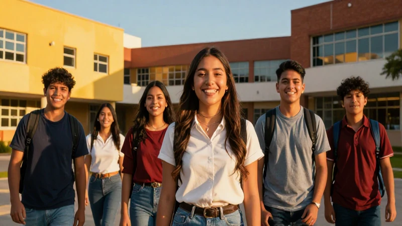 Estudiantes mexicanos son felices en el campus vibrante