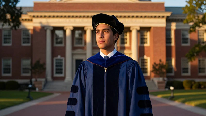 Estudiante mexicano en Harvard al atardecer