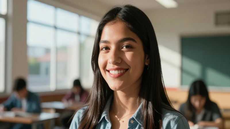 Retrato vibrante de estudiante mexicana confiada