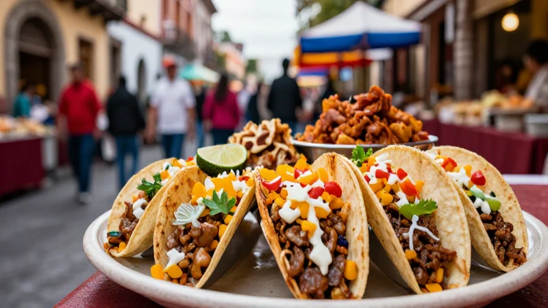 Vibrante gastronomía y tacos mexicanos locales