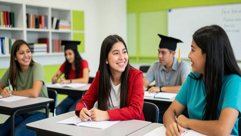 Estudiantes mexicanos felices y modernos en el campus