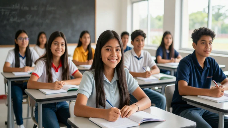 Estudiantes mexicanos felices logran sus metas escolares