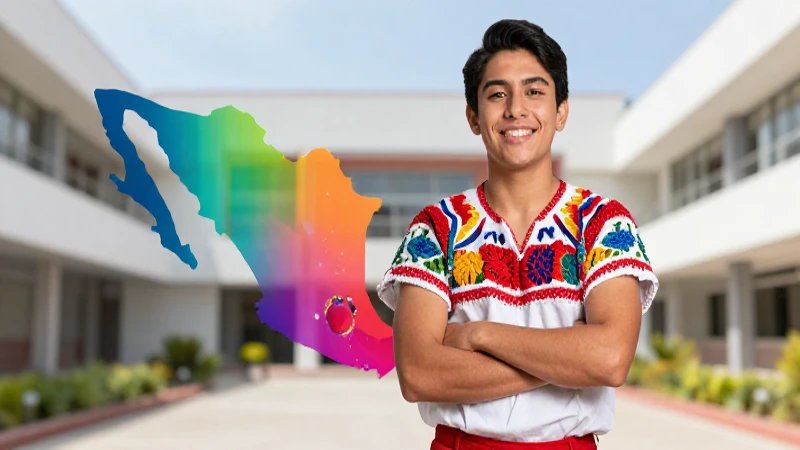 Estudiante mexicano en campus universitario vibrante