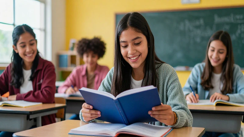 Estudiantes mexicanos sonríen en aula moderna