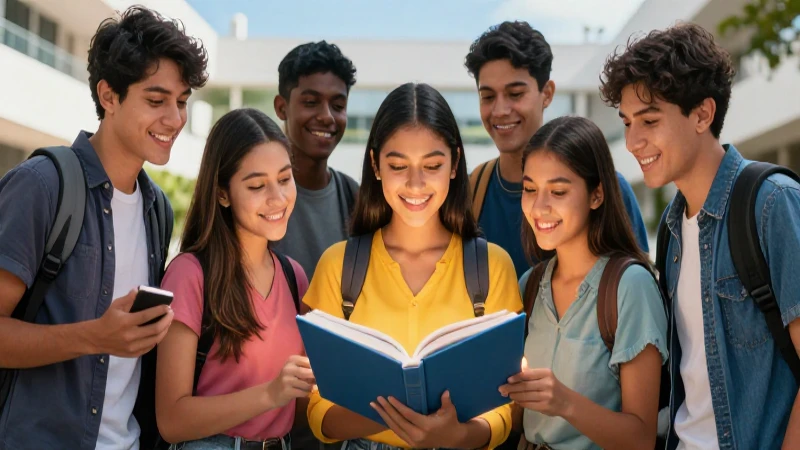 Jóvenes mexicanos estudian en un campus moderno