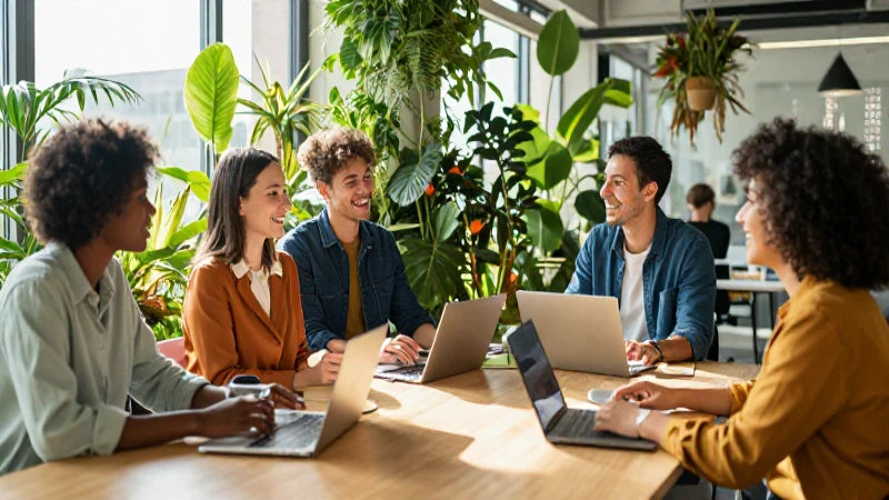 Colaboración profesional en entorno moderno