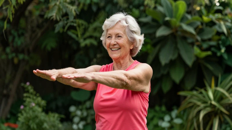 Mujer mayor sonriente ejercitándose al aire libre