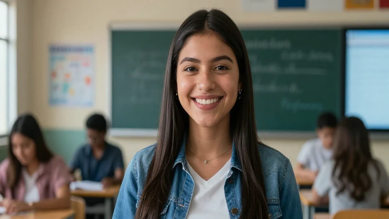 Estudiante mexicana en entorno educativo moderno