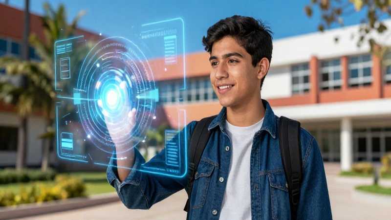 Joven universitario mexicano interactúa con aprendizaje digital