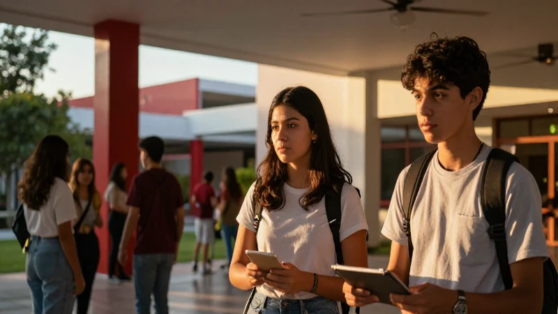 Estudiantes mexicanos universitarios en un campus vibrante