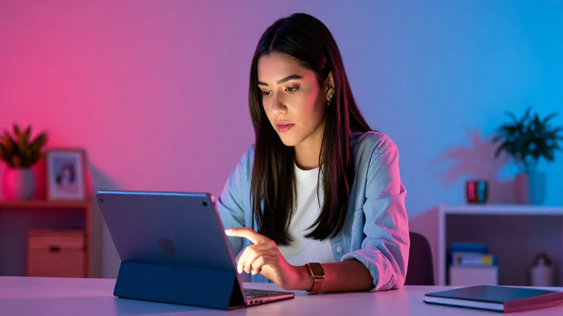 Estudiante mexicana usa tablet en estudio de la BUAP