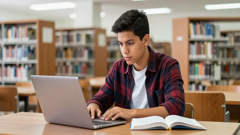Estudiante mexicano en campus moderno y brillante
