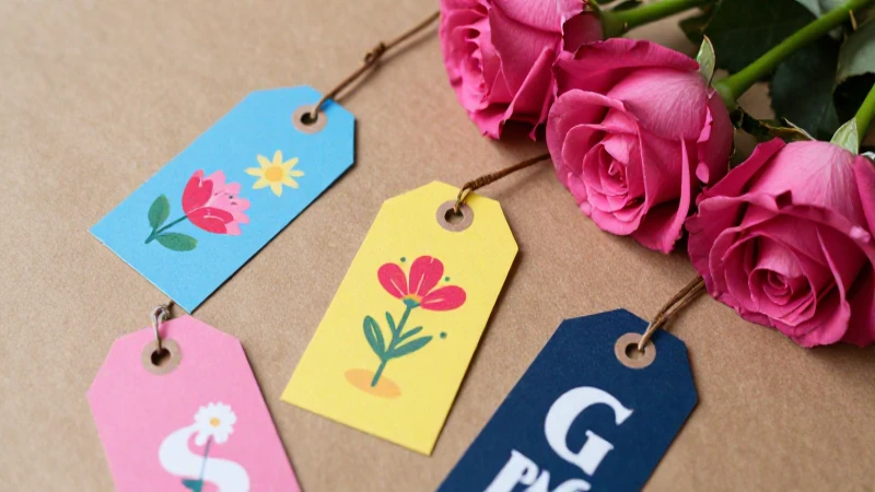 Estética aérea de rosas y etiquetas en papel