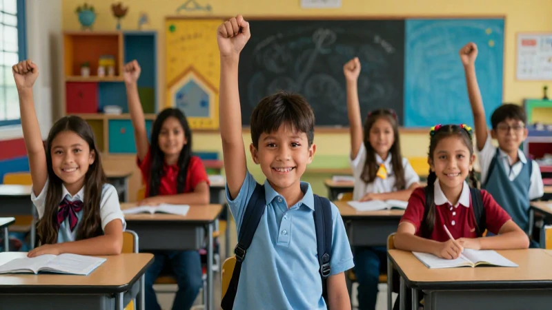 Niños mexicanos celebrando su éxito