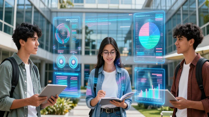 Estudiante mexicano y datos académicos holográficos