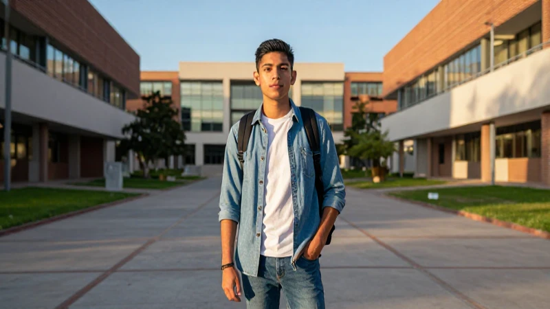Joven mexicano confiado en campus universitario