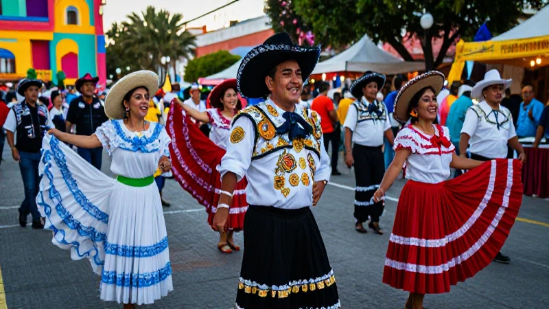 Fiesta mexicana vibrante y detallada en plaza