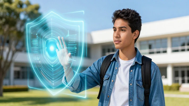 Joven mexicano interactúa con interfaz holográfica en universidad