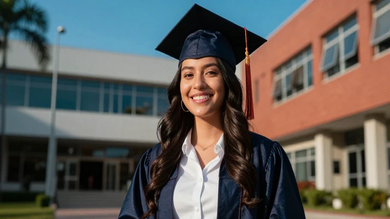 Joven estudiante mexicana en campus universitario