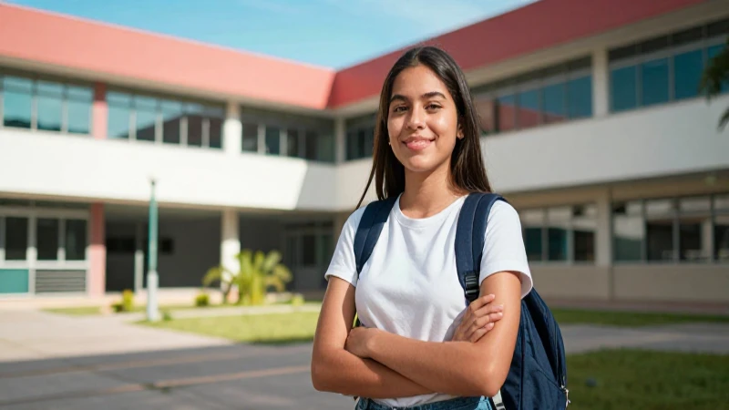 Joven mexicano universitario bajo luz vibrante