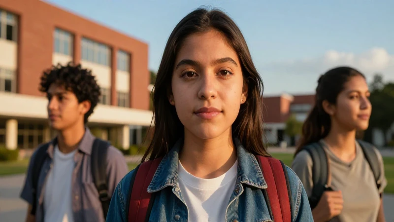 Estudiante mexicano orgulloso en campus moderno