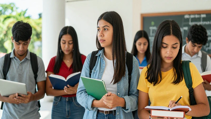 Jóvenes mexicanos en campus universitario moderno