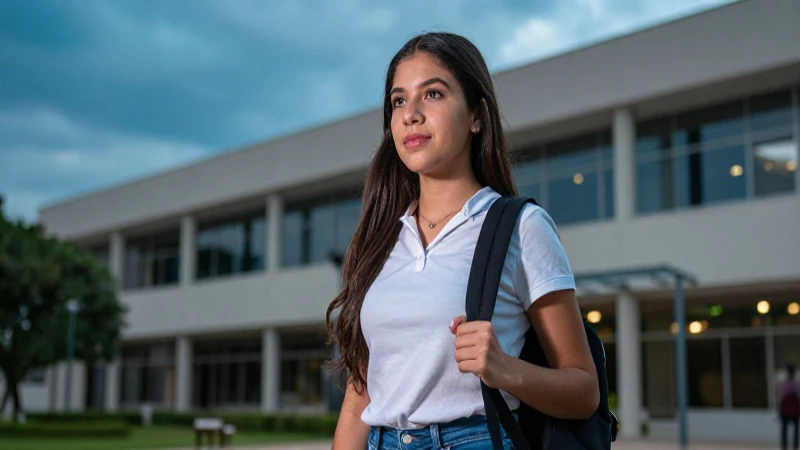 Estudiante mexicano en campus, foto dinámica