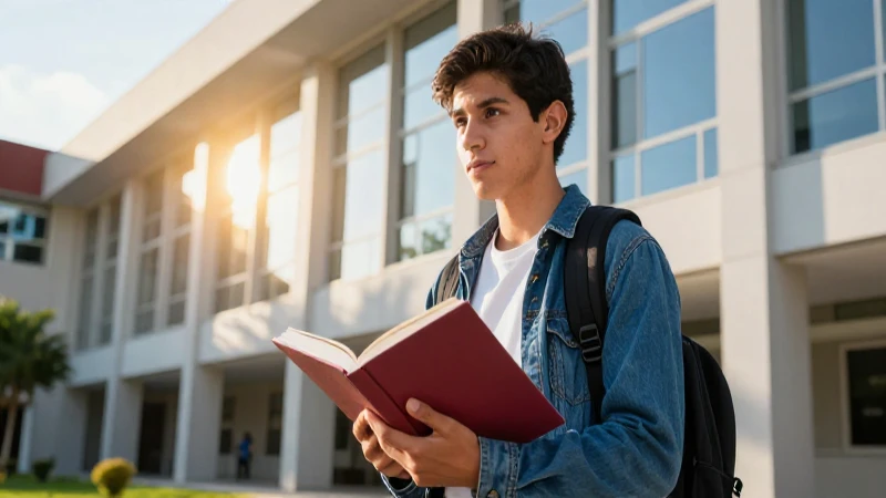 Joven mexicano estudiando en campus