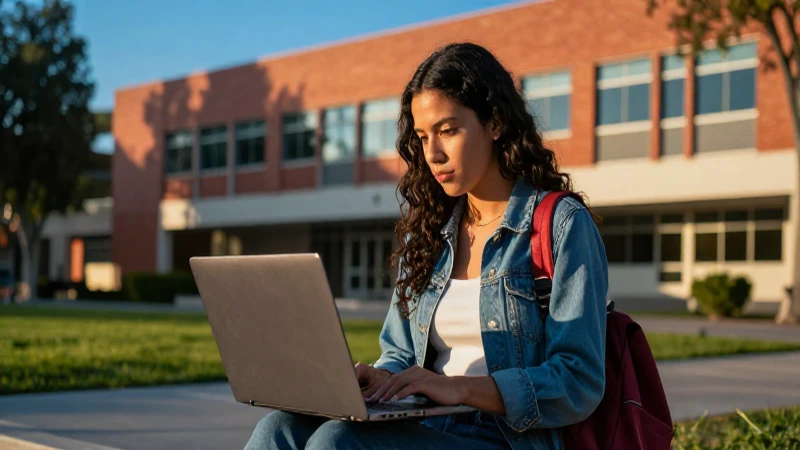 Estudiante mexicano estudiando en universidad moderna