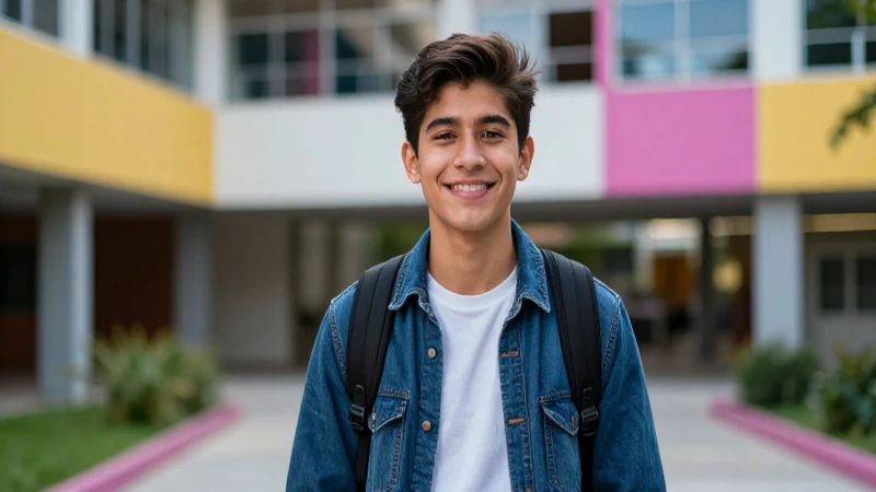 Estudiante mexicano sonriente y exitoso en la universidad