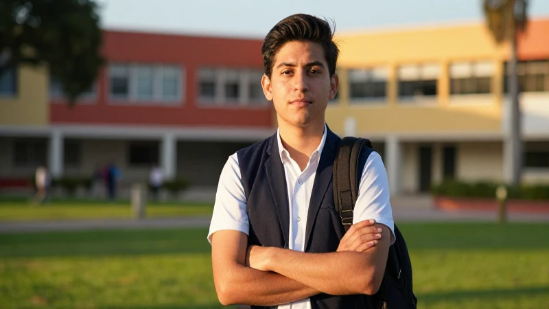Estudiante mexicano con luz dorada