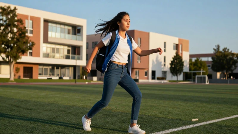 Joven mexicana en acción en el campus