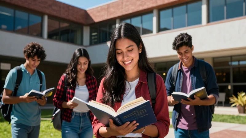 Estudiantes mexicanos en campus universitario moderno